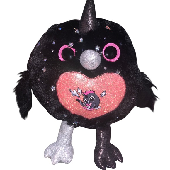 Rock Star Monster Plush Narwhal Stuffed Animal Heart Pink Nose Horn Kids - Picture 1 of 1